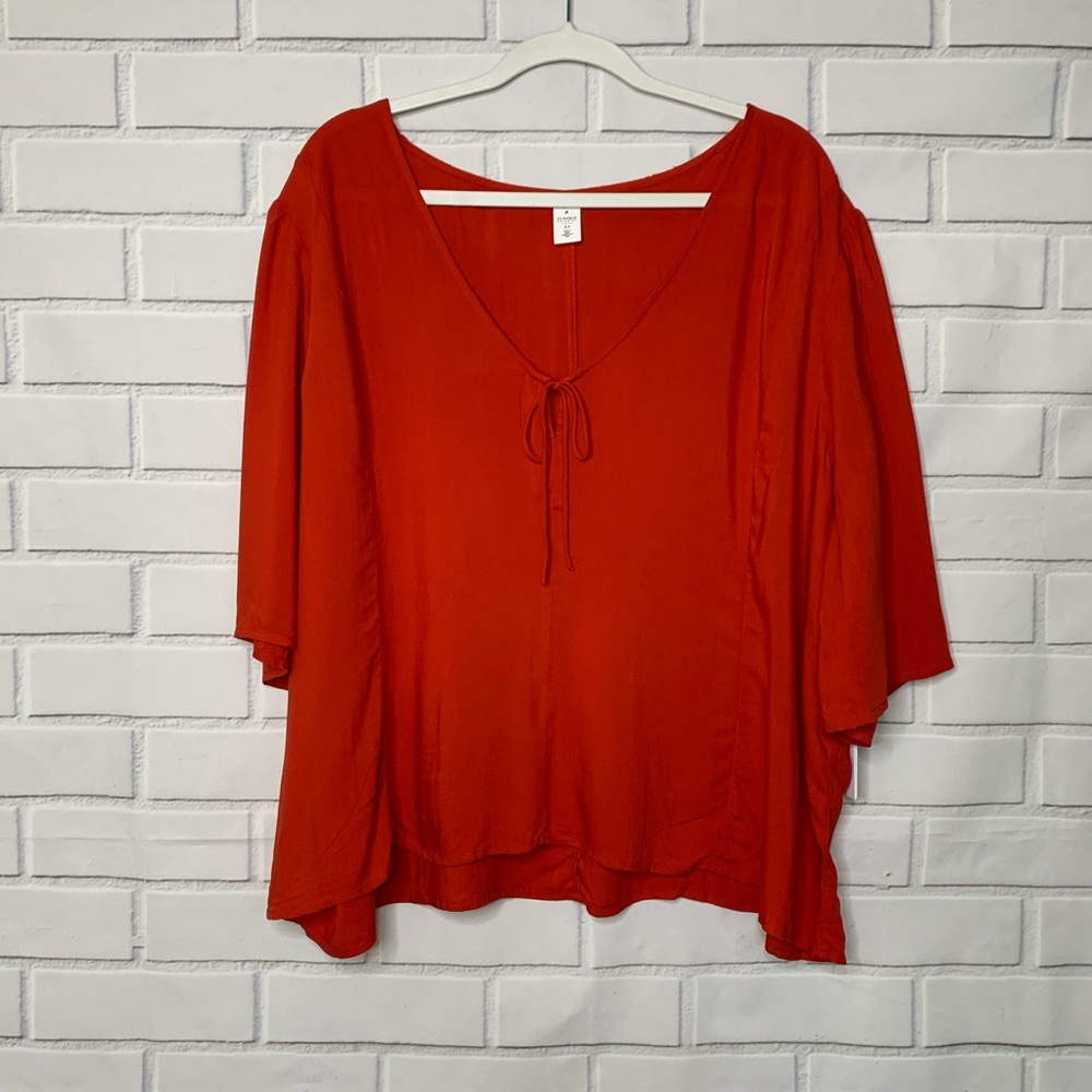 NEW!BP CLAUDIA SULEWSKI Short Sleeve Red Blouse